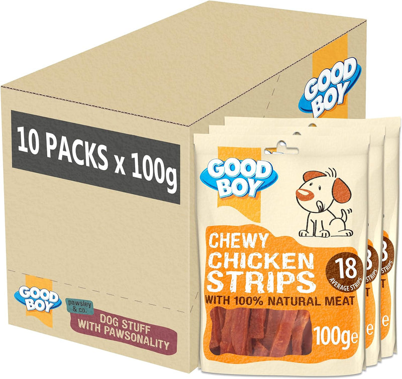 10 x Good Boy Chewy Chicken Strips 100g Case